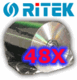 Ritek 100 pack CD-R 48X Silver / Silver 700MB/80 Minutes with Logo on the top